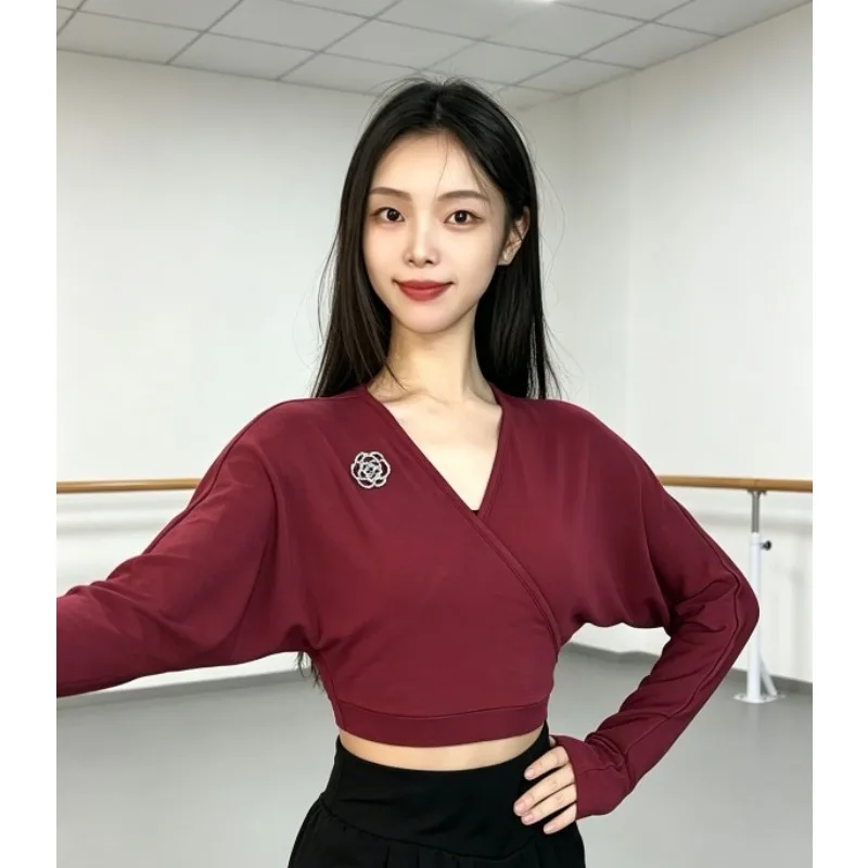 

Latin Dance Bodysuit Women Original Design Fleece Lined Winter Warm Loose Modern Dance Practice Wear Comfortable Training Outfit