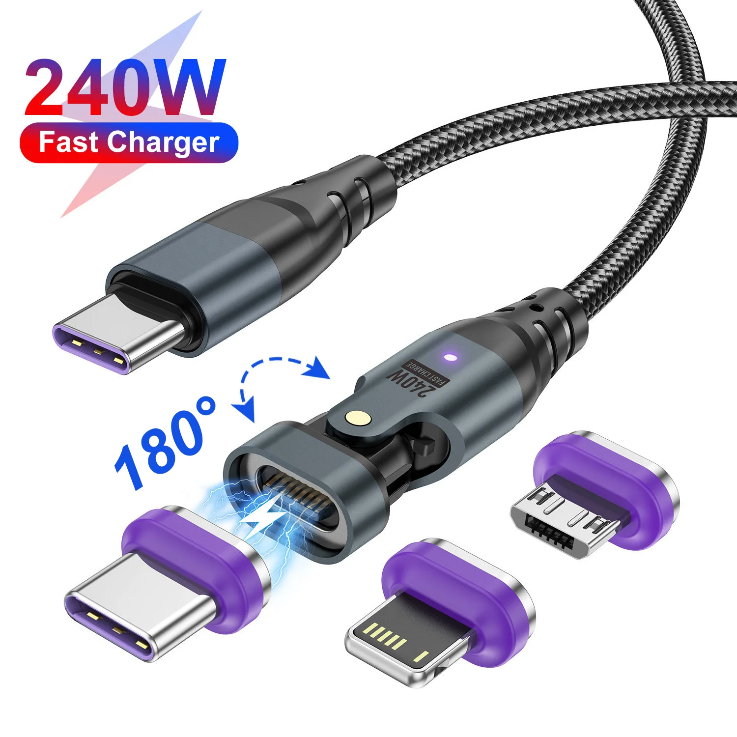 

240W Magnetic Super Fast Charging Cable Type C Cable for iPhone 16 15 Pro max for Samsung Xiaom 5A USB C Magnet Charger Wire