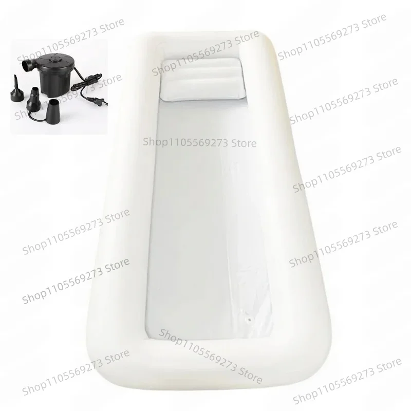 LH07 PVC Inflatable Bath Bed for Bedridden Elderly Disabled Patients, Foldable Bathtub Mattress for Paralyzed Patient Care