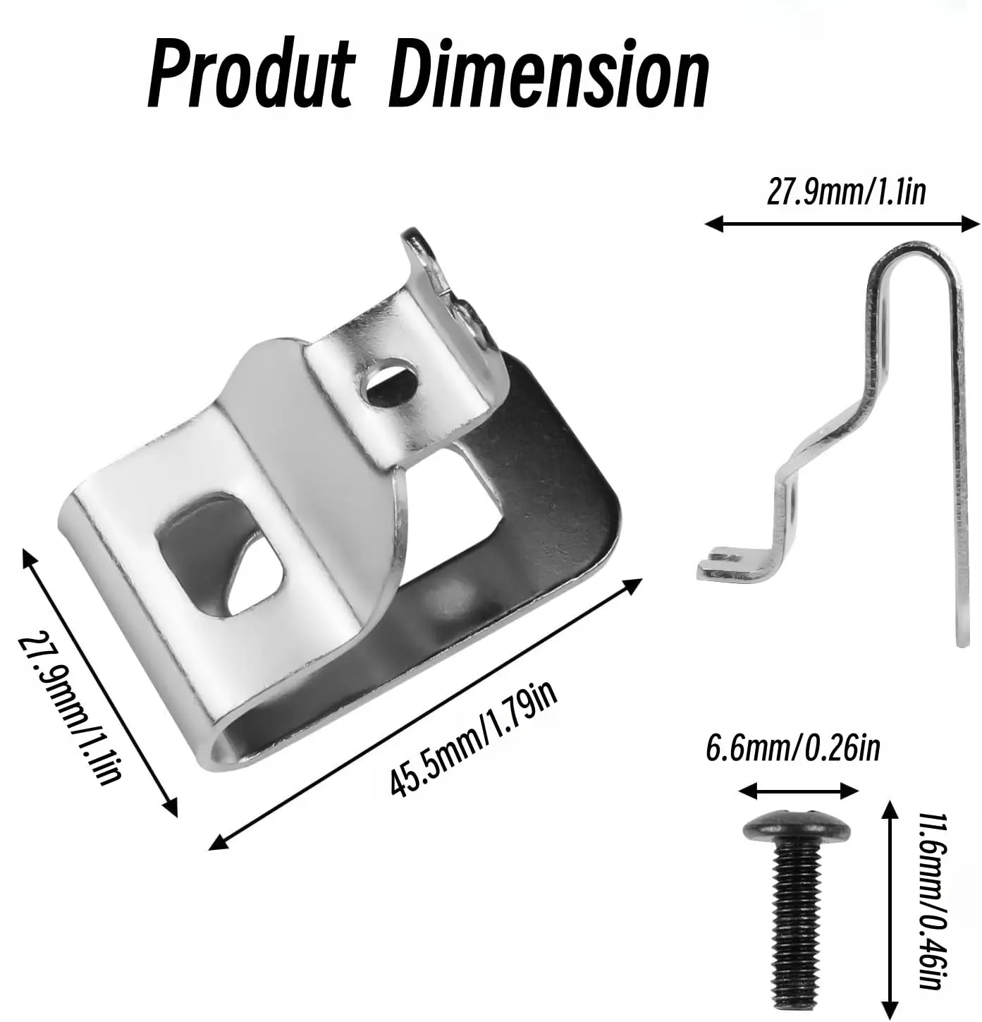 6 pcs Belt Clips for Dewalt Stainless Steel Drill Tool Clips Hook Kit with Screws for Dewalt N268241 fit for 20V Power Tools