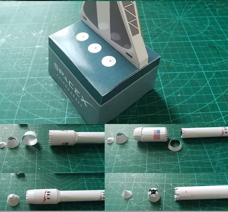 10 sztuk SpaceX Falcon ciężka rakieta DIY 3D karta papierowa Model zestaw do budowania zabawki budowlane zabawki edukacyjne dla dzieci Model wojskowy