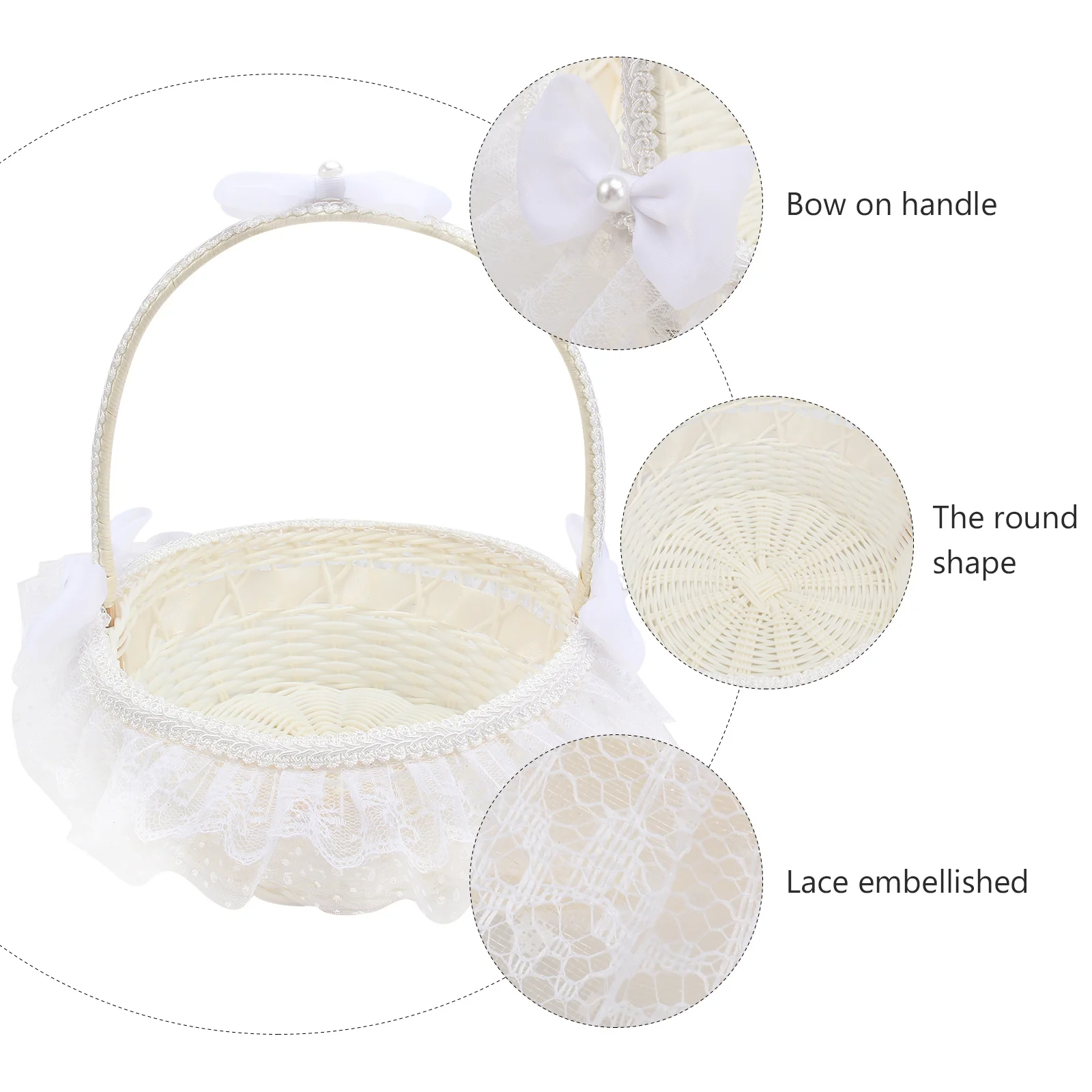 

1pc Basket Woven Handmade Petal Holder Portable Small Baskets For Bride Flower Girl Decor Wedding Ceremony Basket Flower