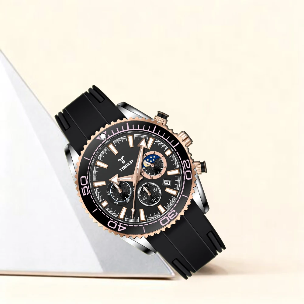 TYBERLEY 2026 New Men's Quartz Watch Casual Fashion Small Three-Pin Chronograph Quartz Watch Waterproof Design Luminous Function