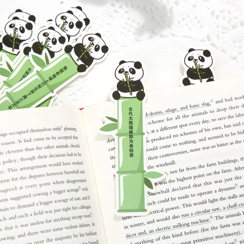 10pc Cartoon Animals Mr. Paper Bookmark Panda Deer Whale Dinosaur Pattern Book Clip Teacher Gifts Greeting Card Book Page Folder