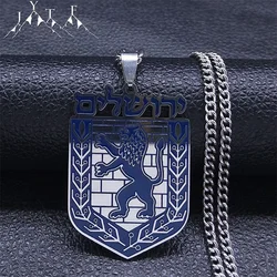 The Lion of Judah Emblem of Jerusalem Necklace Women Men Silver Color Stainless Steel Hebrew Judaism Necklaces Jewelry Gift