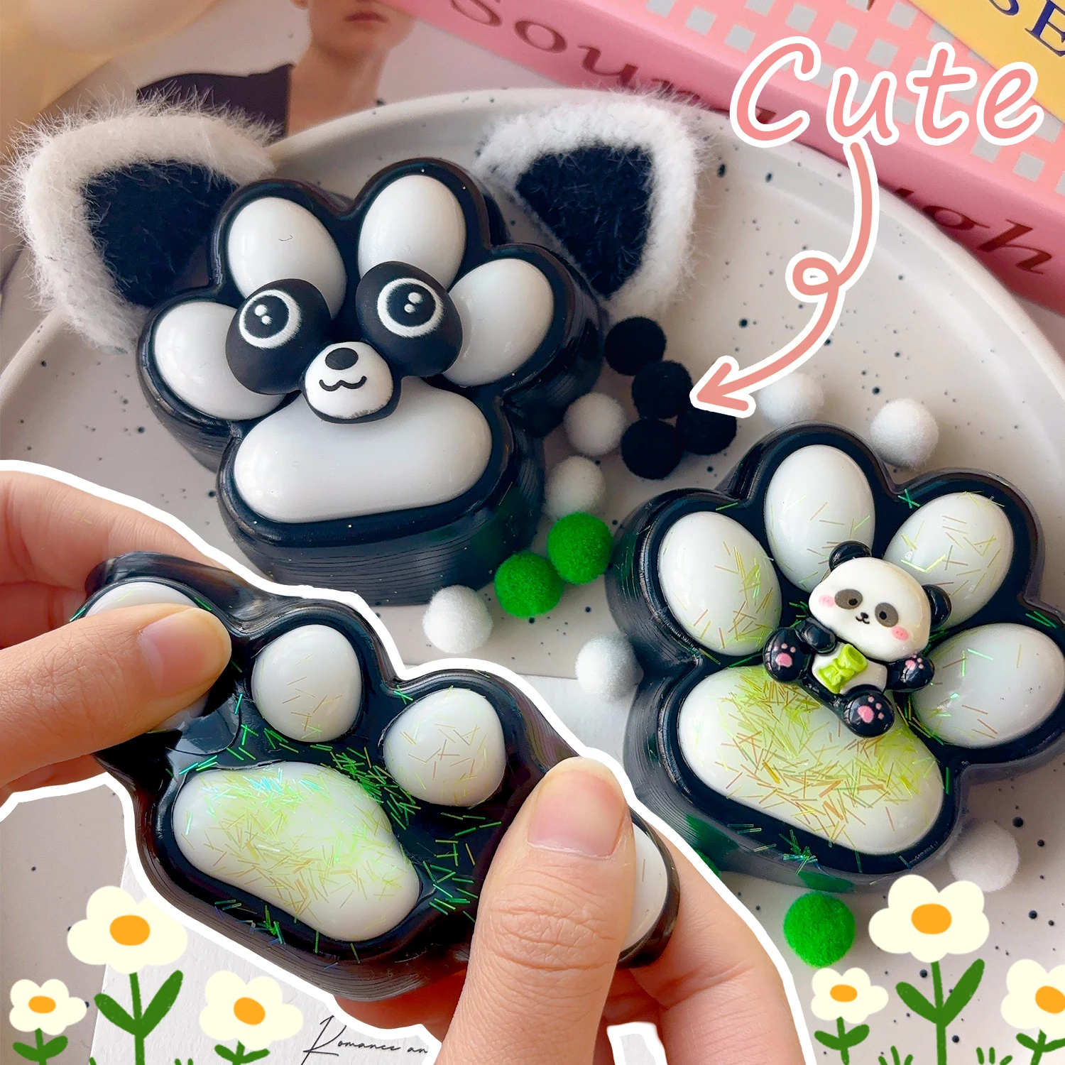 

Милая панда, мягкие TPR кошачьи лапы, анти-давление, экшн-игрушка, забавные пальцы, щипцы, детские и взрослые сенсорные декомпрессионные игрушки, подарок