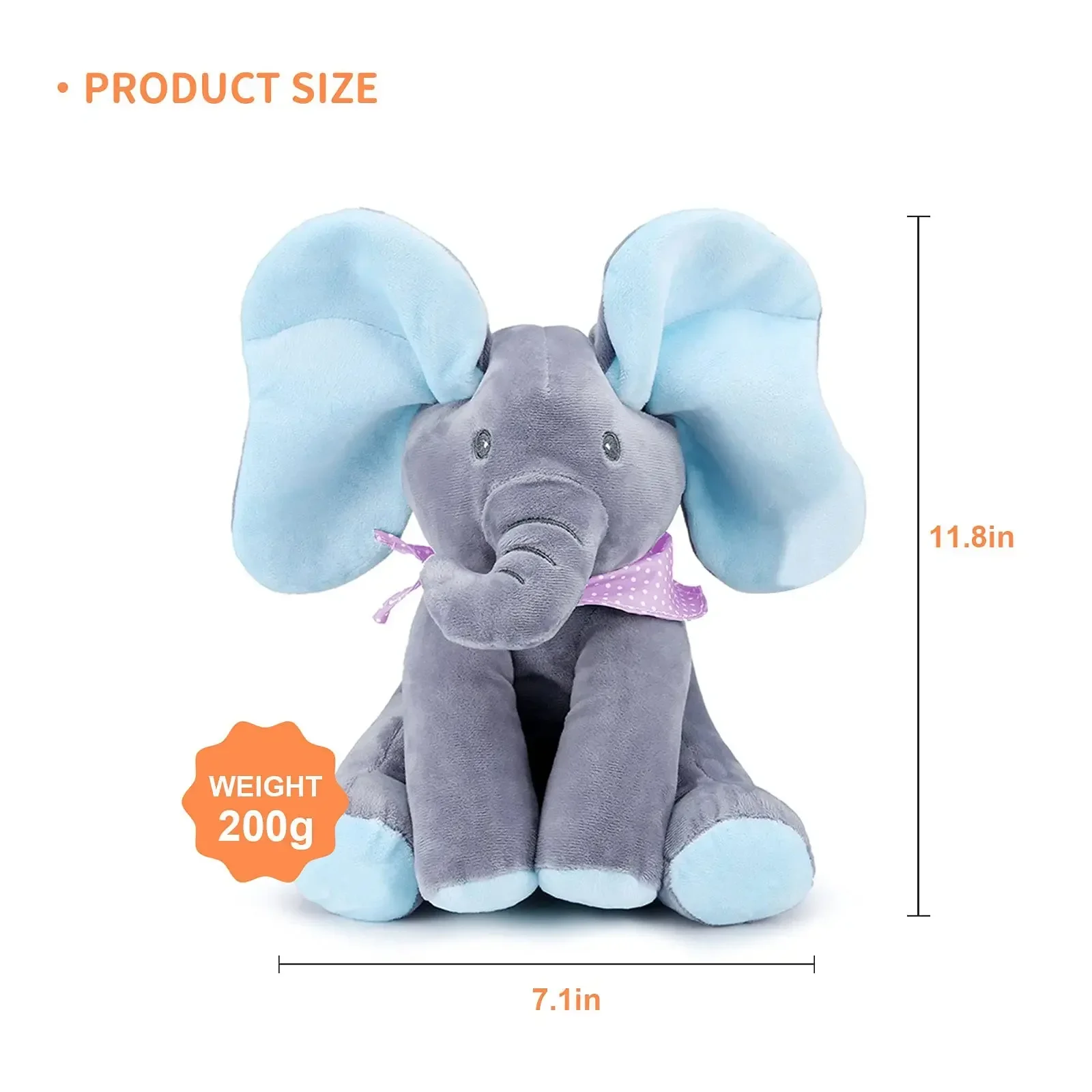 Animated Elephant Toys Plush Singing Elephant with Ears Moving Electric Plush Toy Adorable Elephant Stuffed Animal Toy for Baby\'