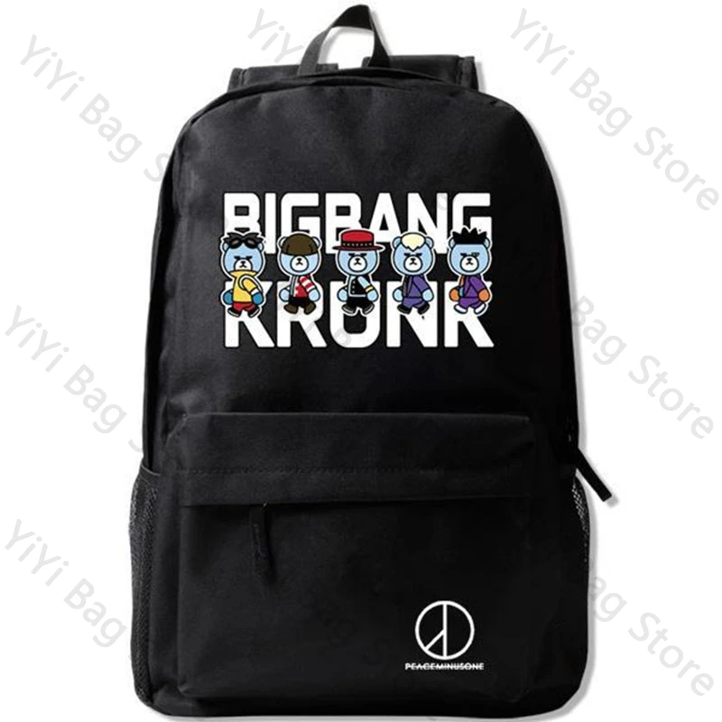 G Dragon Bigbang Backpack Kpop Fashion BIGBANG Cartoon Print Backpacks GD Fans Student Schoolbag Korean Large Capacity Backpack