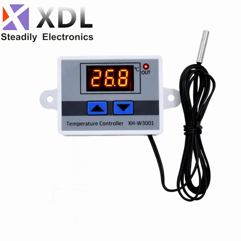 10A 12V 24V 220VAC Digital LED Temperature Controller XH-W3001 For Incubator Cooling Heating Switch Thermostat NTC Sensor