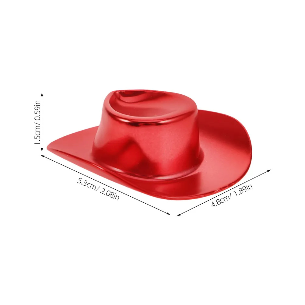 12 Mini Sombreros Vaqueros con Purpurina Rojos de Plástico, Mini Sombreros del Oeste para Fiestas, Manualidades, Llaveros, Decoraciones para Cupcakes, Sombrero Rojo para Fiestas