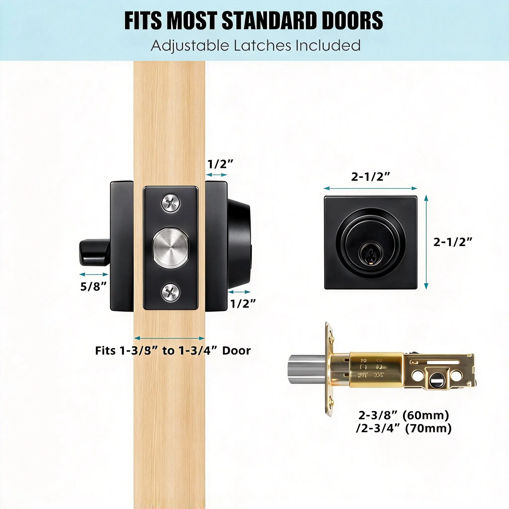 Front Door Deadbolt Lock Solid Brass Matte Black Deadbolt Lock Door Deadbolt Lock Matte Black For Residential Door