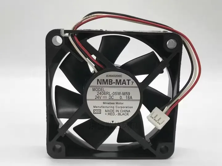 Free shipping original 2406RL-05W-M59 6015 24V 0.18A 6CM three wire frequency converter fan