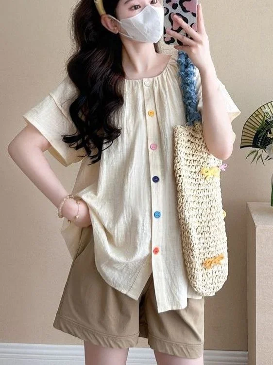 Camisa de manga curta estilo coreano, solta e casual, para homens e mulheres, roupas de verão plus size, moda jovem