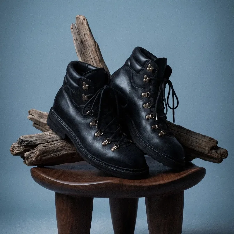 Designer Genuine Leather Outdoor Hiking Boots Men's Shoes Horseskin Desert Motorcycle Work Chelsea Boots Male Casual Ankle Boots