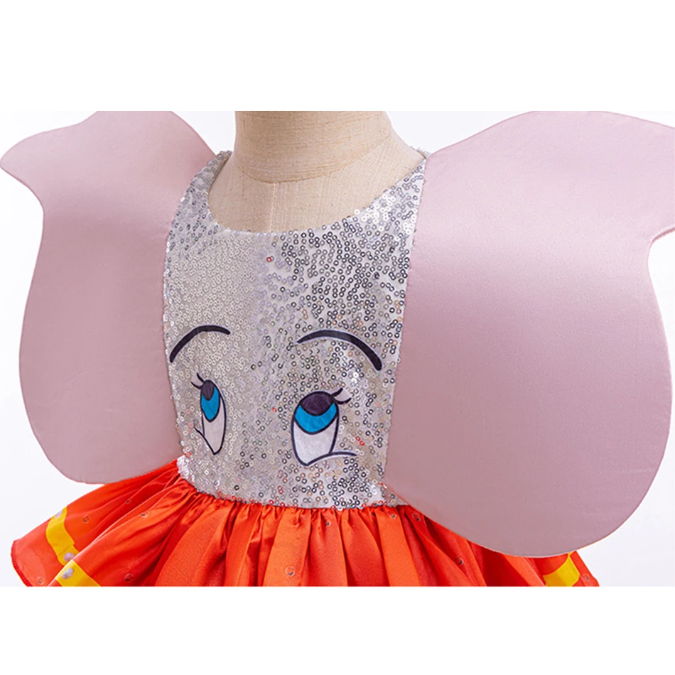 The Litter Flying Elephant Dumbo Dress for Girl Kids Cute Ball Gown With Big Ears Baby Halloween Clothes Children Cartoon Dress