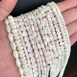 White Mother of Pearl Shell Beads Rice Shape Heart Natural Shell Tube Leaf Rondelle Beads for Jewelry Making DIY 15 Inches