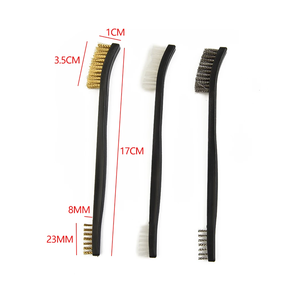 3Pcs Mini Wire Brush Set Steel Brass Nylon Cleaning Polishing Metal Rust Tools  For Polishing, Grinder, Fitter Machine Cleaning