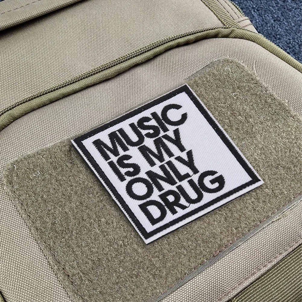 White Alphabet Magic Patch Square Black Simple Handmade Embroidery Patch for Clothing Backpack Commuter Fabric Stickers
