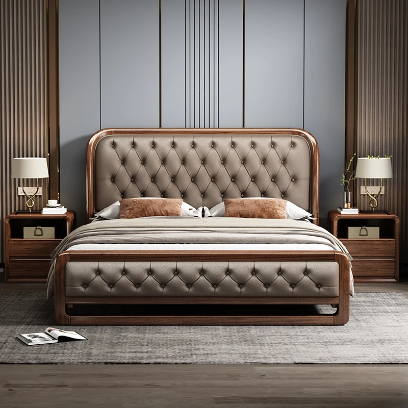 

Luxury Brown Double Bed Decoration Couples Items Metal Floating Double Bed Storage Style Cama Matrimonial Furniture For Home