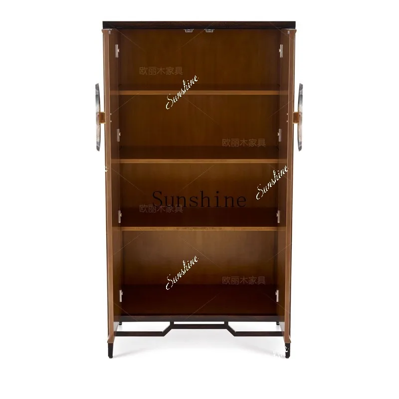 American neoclassical solid wood wardrobe double door porch side locker handle  FT