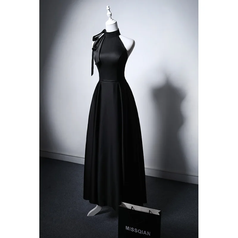 

Ele Bla Вечернее платье из мягкого шелка Ne Hanging Sle Birthday Par Performance Host Деввять очков Юбка Длинная трапециевидная юбка Dr