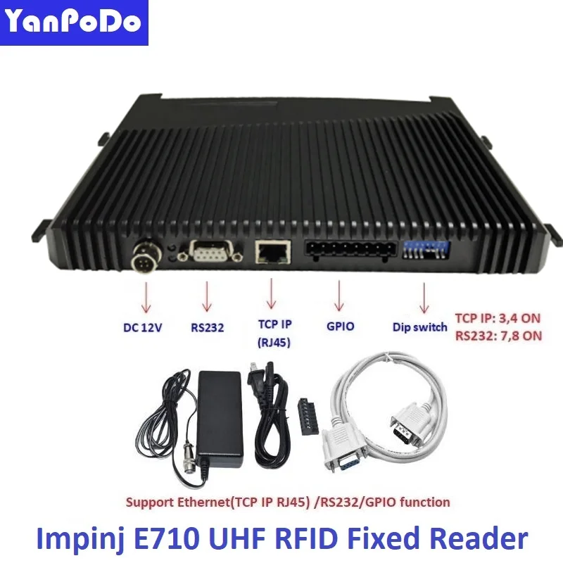 Imagem -03 - Yanpode-chip Long Range Impinj E710 16 Portas Leitor Fixo Rfid Uhf 500tags segundo c c ++ Java Sdk para Solução de Tempo Rfid