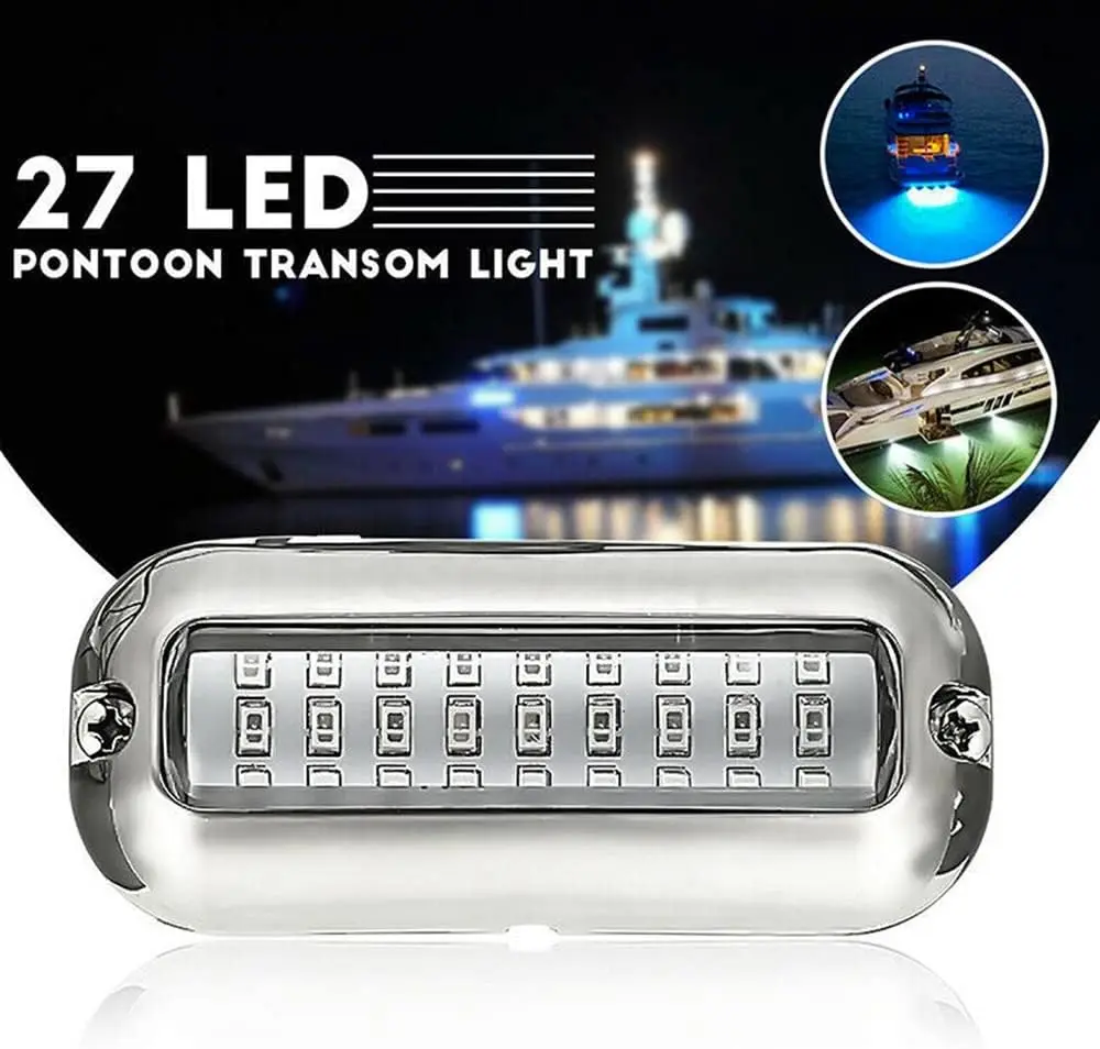 2PCS Underwater Pontoon Transom Light 27LED Yacht Truck Boat Navigation Light Boat Waterproof Underwater Deck Light