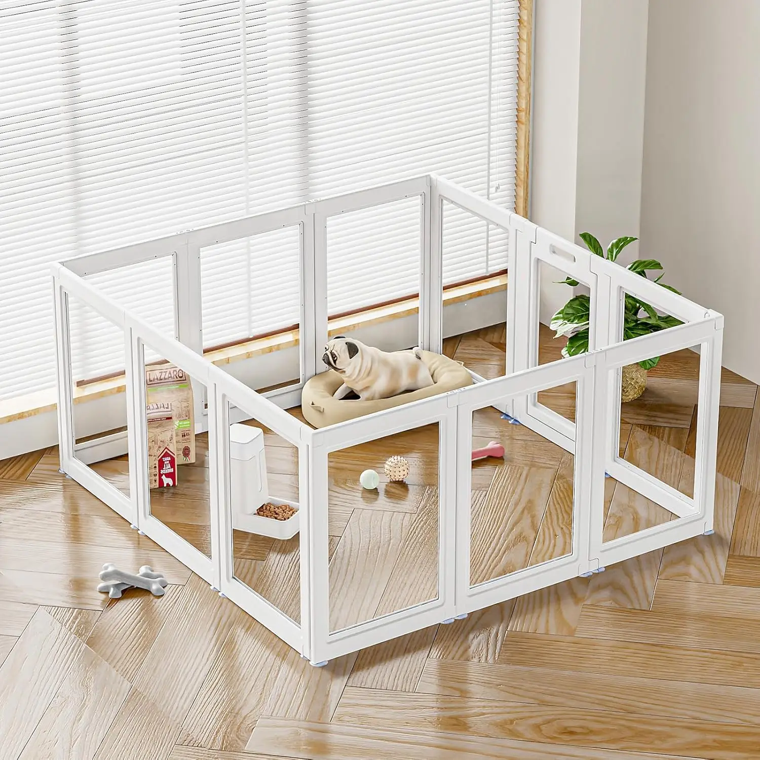 Acrylic Dog Playpen Transparent Dog Playpen Indoor, Easy Assemble Clear Pet Pen for Puppy Bunny Cat Pig, Sturdy & Easy Cleaning