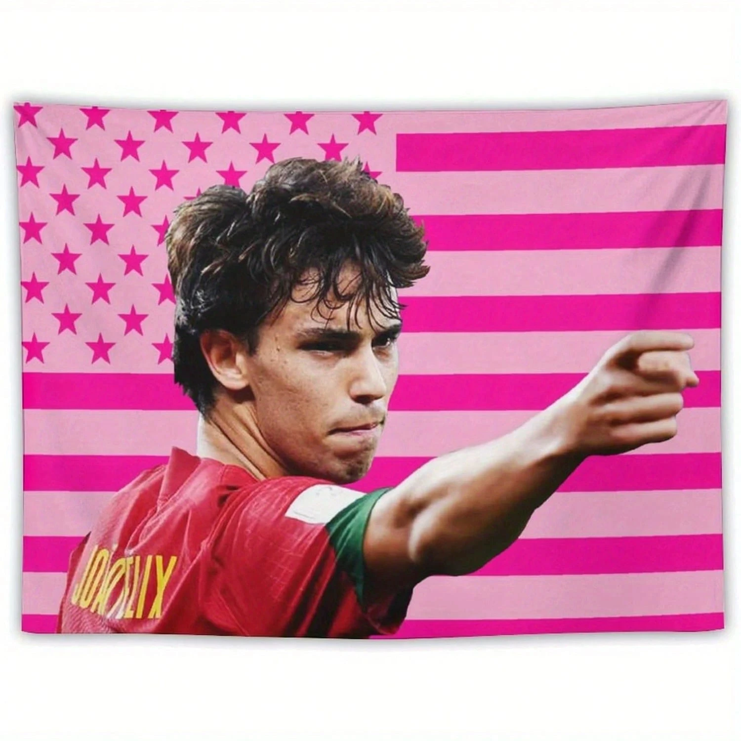 1pc Joao Celebrity American Pink Flag Tapestry, Multiple Sizes Polyester 2D Print, Bedroom Decor Rap Fan Gift