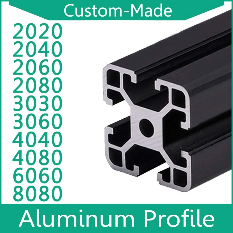 2020 2040 2060 2080 3030 3060 4040 4080 6060 8080 Aluminum Profile Black Linear Rail Extrusion CNC Framework 3D Printer Parts