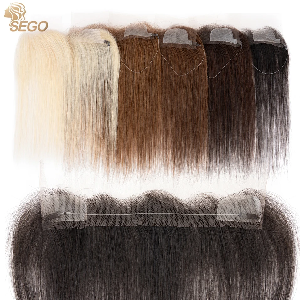 13x2'' Hand-woven Human Hair Lace Frontal Topper For Women Receding Hairline Forehead Hairline with Adjustment Fishing Line