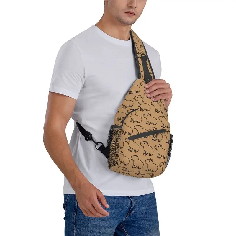 Capybara Sling Chest Bag Custom Animal Shoulder Crossbody Backpack for Men Travel Hiking Daypack