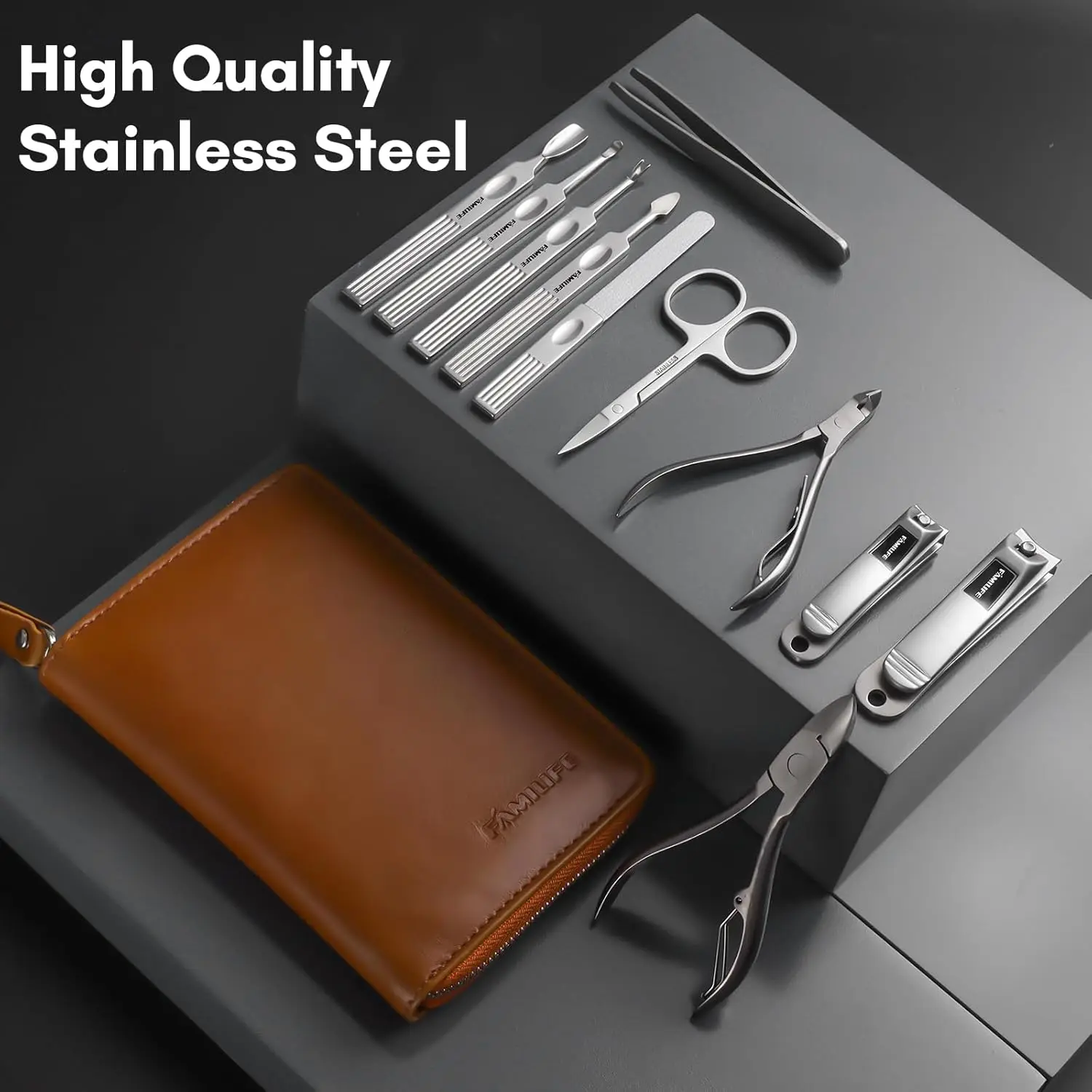 Manicure Set, Professional Manicure Kit Nail Clippers 11 in 1 Stainless Steel Pedicure Tools Grooming Nail Accessories For Gift
