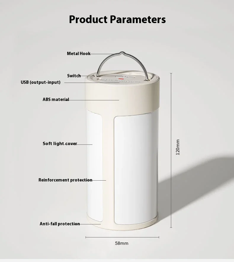 Imagem -02 - Portátil Usb Recarregável Lanterna de Emergência Camping Lanterna Pendurado Tenda Nível de Brilho Branco e Vermelho