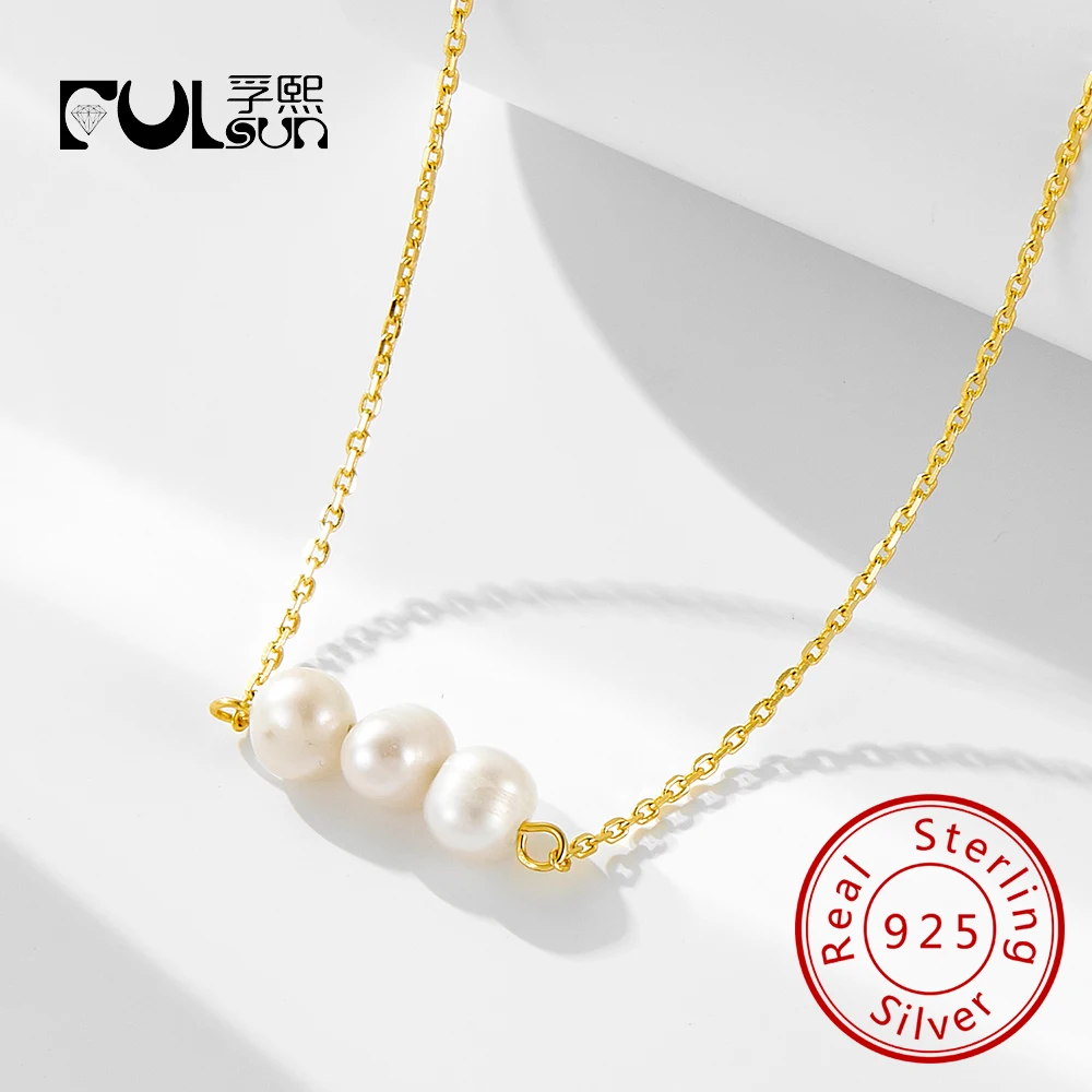 

Модные ювелирные изделия из стерлингового серебра 925 пробы с жемчугом и пресноводным жемчугом, позолоченные ожерелья, подарок