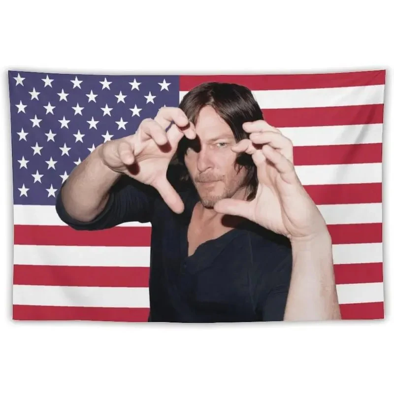 VIKAMA Daryl Dixon USA Flag Tapestry The Walking Dead Fan Wall Hanging Polyester American Decor for Bedroom Dorm