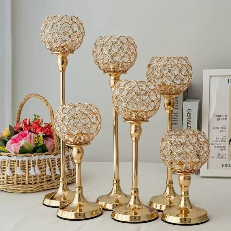 Metal Crystal candlesticks Paper candles Tealight Holders for Wedding Table Centerpieces Stands for Home Decoration