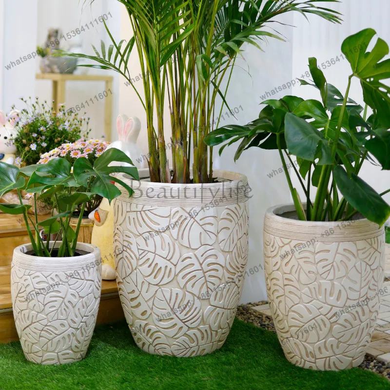 Turtle bamboo flower pot garden balcony living room outdoor courtyard creative household imitation cement white green plants