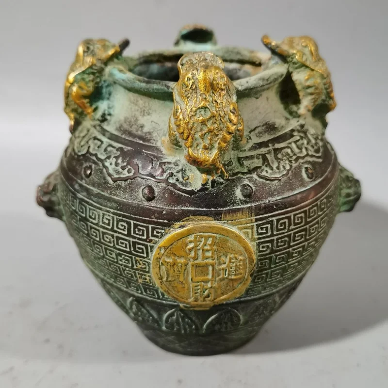 Antique Distressed Pure Copper Gold Toad Yuan Building Decoration Bronze Ware Qianlong Year Copper Ware Ornaments Antique