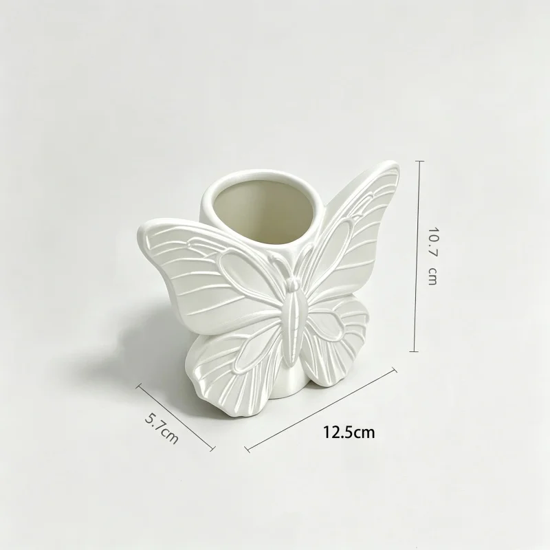 3D Printed Embossed Butterfly Pen Makeup Brush Holder Statue Cosmetic Storage Figurine Vanity Desk Decor