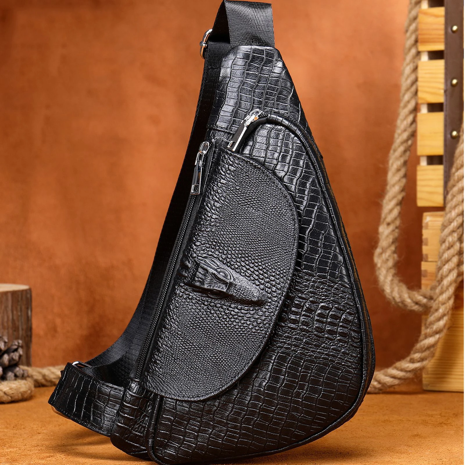 

New Fashion Men's Chest Bag Real Leather Chest Packs For Men Male Genuine Leather Men's Crossbody Sling Bags for man 100% Skin