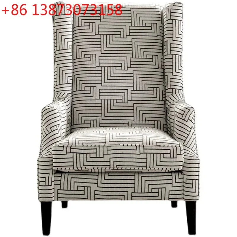 01 -*American retro geometric pattern fabric single sofa chair bedroom balcony leisure tiger chair