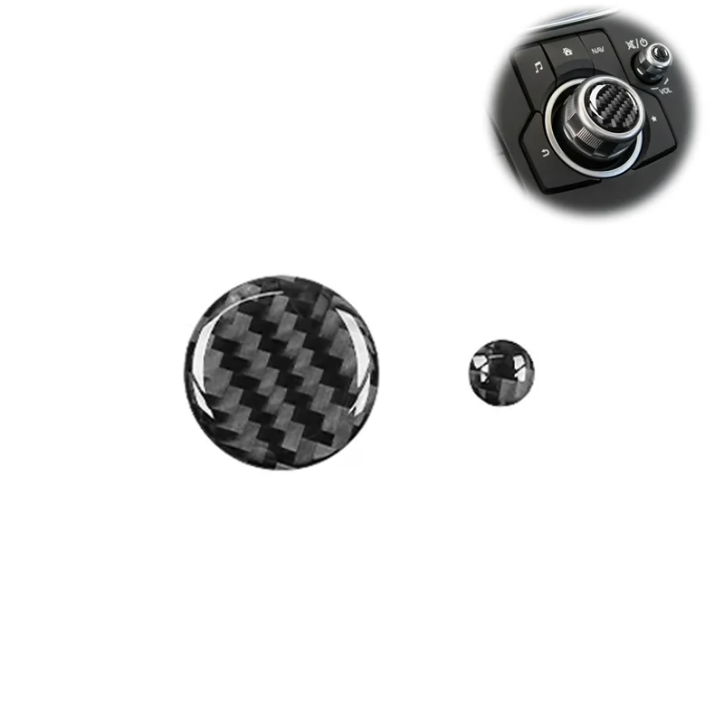 For Mazda CX-5 2017-2018 Real Soft Carbon Fiber Control Panel Trim Multimedia Knob Button Cover Carbon Fiber Sticker