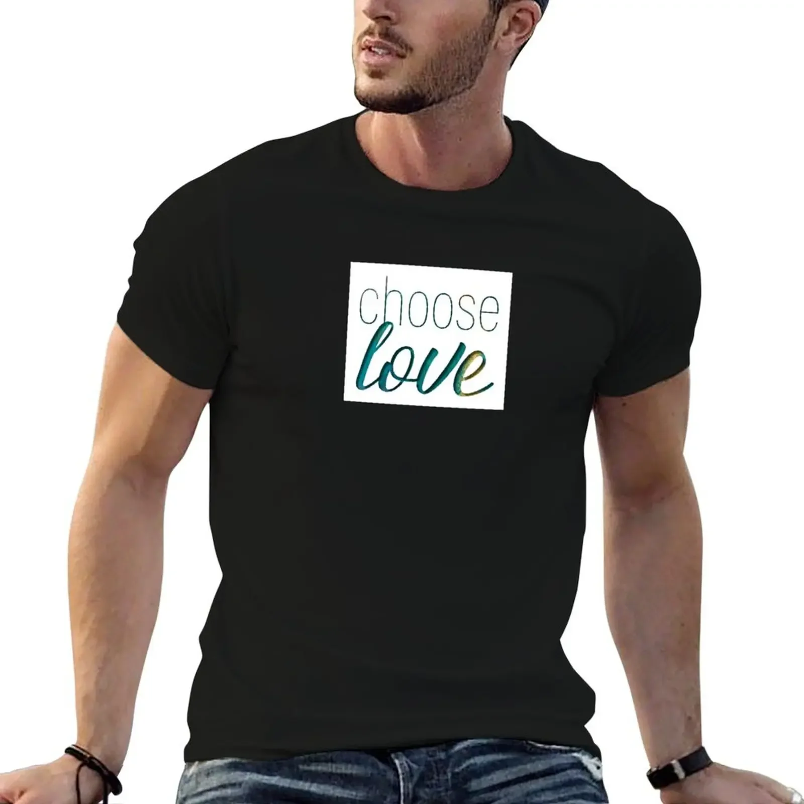 choose love 08 watercolor T-Shirt tees vintage anime shirt aesthetic clothes t shirts men