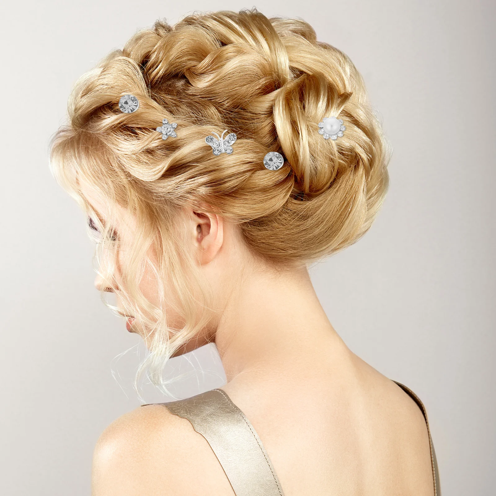 

60pcs Spiral Spring Hair Clips Silver Rhinestone Pearl Flower Mini Hairpins For Wedding Party Prom Coils Accessories Women