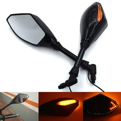 Universal 10mm Motorcycle Rearview Mirrors With LED Turn Signal Integrated For YAMAHA MT 07 MT 09 T-07 MT-09 XMAX VMAX NMAX TMAX