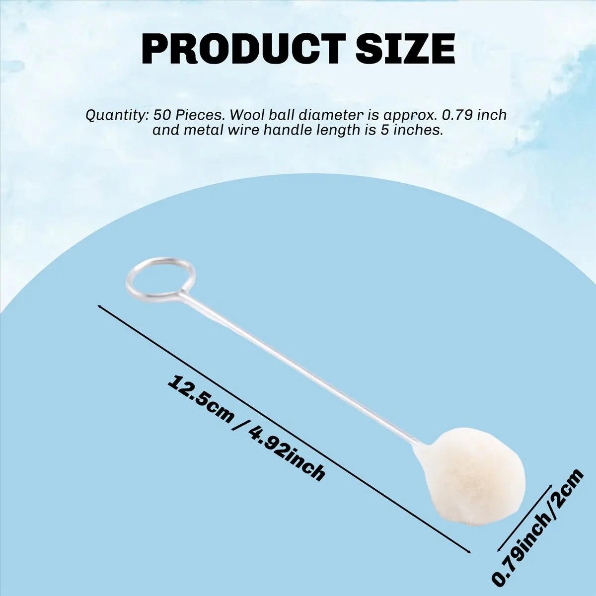 DT38 50 Pieces Wool Daubers Ball Brush Leather Dye Dauber Dyeing Applicator with Metal Handle for DIY Crafts Projects