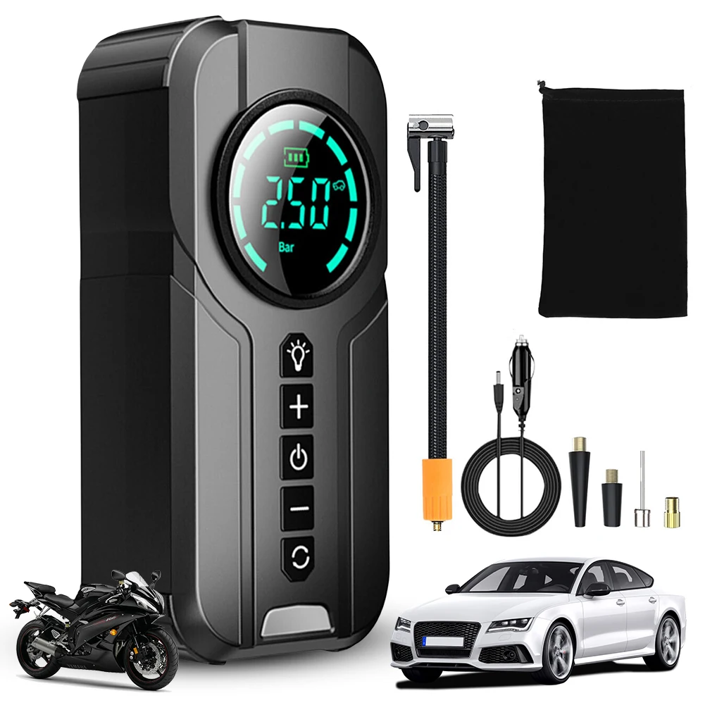

Electric Tire Inflator 150 PSI Rechargeable Air Pump 12V 100W Wireless Air Compressor for Car Bicycle Motorcycle Tires and Balls