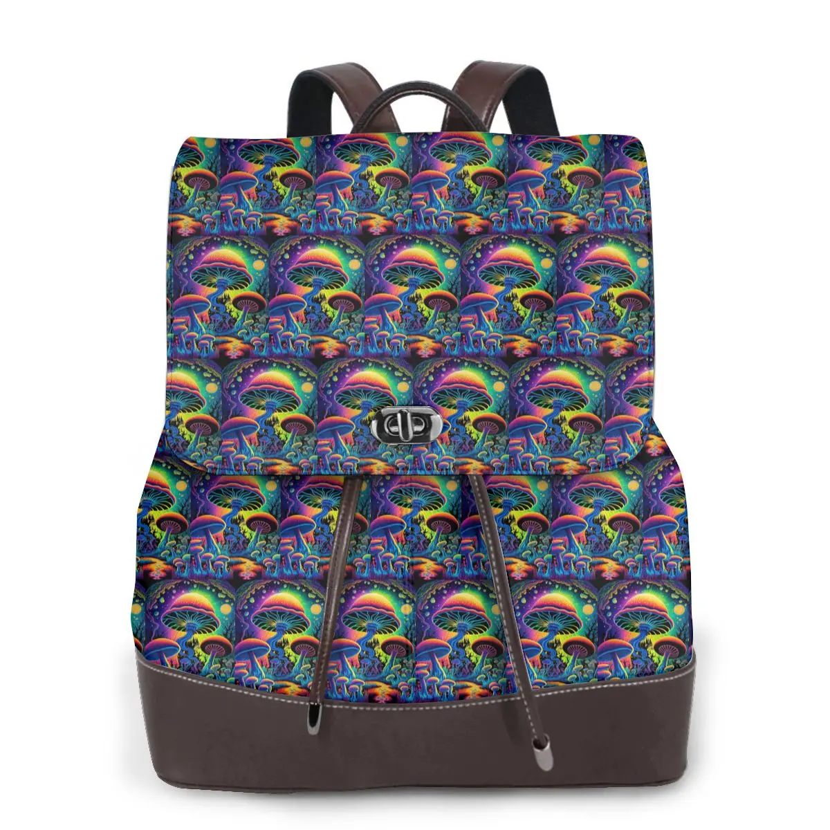Psychedelic Magic Glowing Mushrooms Bookbag School Student Bags Hiking Travel Daypack for Women Fashion Derma Backpack