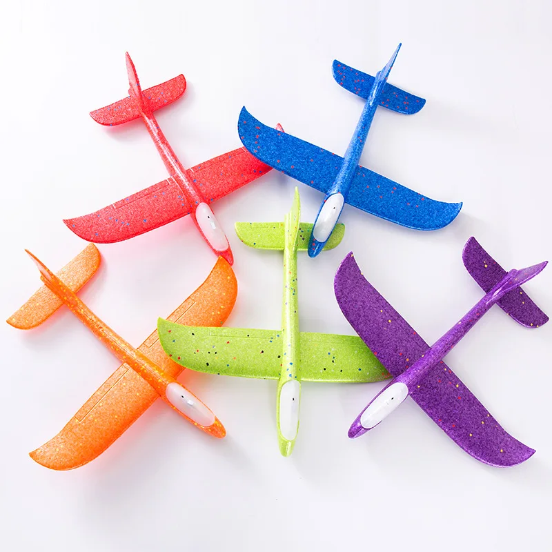 Children Light-emitting Hand-thrown Large Aircraft Fun Outdoor Sports Hand-thrown Foam Drop-proof Aircraft Kids Interactive Toy